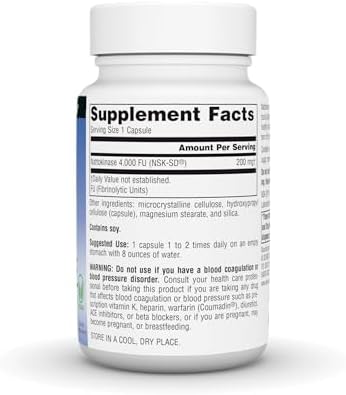 Source Naturals NSK SD  Nattokinase  Vegetarian Friendly  Whole Body Systemic Enzyme for Healthy Circulation   200 mg   30 Vegetarian Capsules