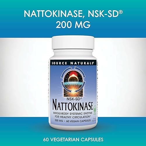 Source Naturals NSK SD  Nattokinase  Vegetarian Friendly  Whole Body Systemic Enzyme for Healthy Circulation   200 mg   30 Vegetarian Capsules