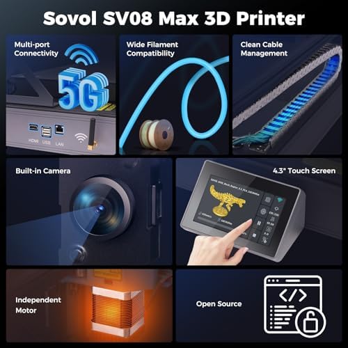 Sovol SV06 ACE 3D Printer Open Source  600mm/s Max High Speed 3D Printers  Fully Auto Leveling  with Camera Upgraded Structure Planetary Dual Gear Direct Drive Printing Size 8 66x8 66x9 84 inch