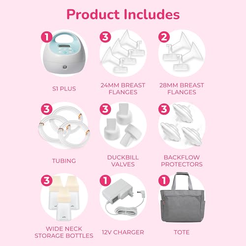 Spectra Baby S1 Plus Premier Rechargeable Breast Pump with Grey Tote Premium Accessory Kit   24 mm