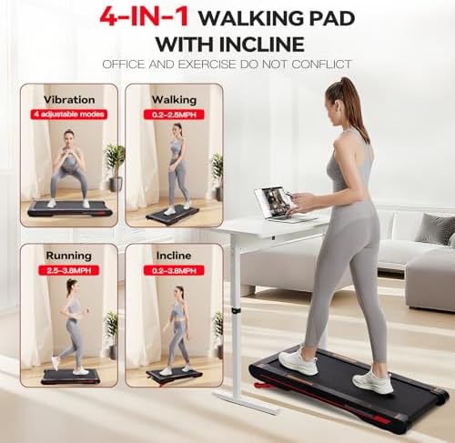 Sperax Walking Treadmill Pad with APP  3 in 1 Under Desk Treadmill  400W Low Noise Walking Vibration Pad with Remote Control Portable Treadmills for Home Office