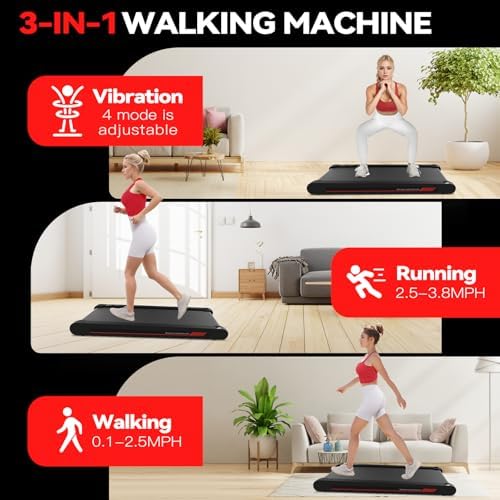 Sperax Walking Treadmill Pad with APP  3 in 1 Under Desk Treadmill  400W Low Noise Walking Vibration Pad with Remote Control Portable Treadmills for Home Office