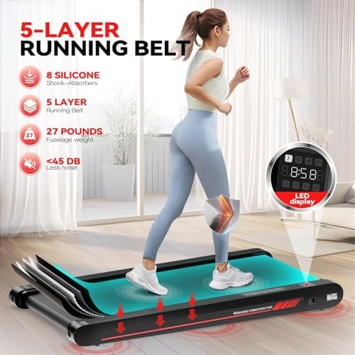 Sperax Walking Treadmill Pad with APP  3 in 1 Under Desk Treadmill  400W Low Noise Walking Vibration Pad with Remote Control Portable Treadmills for Home Office