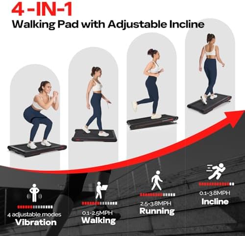 Sperax Walking Treadmill Pad with APP  3 in 1 Under Desk Treadmill  400W Low Noise Walking Vibration Pad with Remote Control Portable Treadmills for Home Office