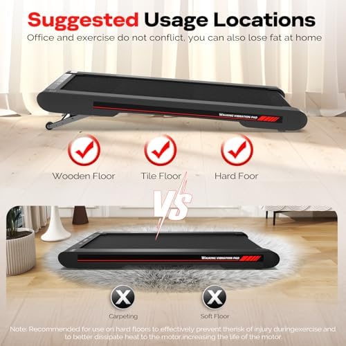 Sperax Walking Treadmill Pad with APP  3 in 1 Under Desk Treadmill  400W Low Noise Walking Vibration Pad with Remote Control Portable Treadmills for Home Office