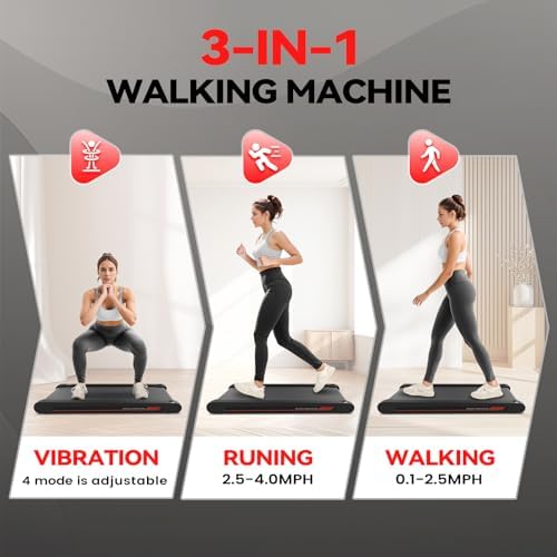 Sperax Walking Treadmill Pad with APP  3 in 1 Under Desk Treadmill  400W Low Noise Walking Vibration Pad with Remote Control Portable Treadmills for Home Office