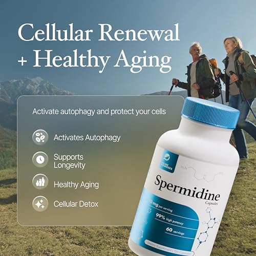 Spermidine Capsules Gluten Free 99  Concentration 100x More Potent Than Wheat Germ Extract for Anti Aging DNA Telomere Support