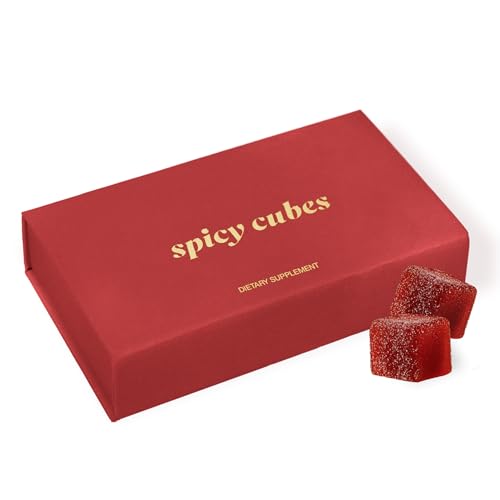 Spicy Cubes Hot Peach Gummies   Sweet & Spicy Chili Sugar Coating   Maca Root & Muira Puama for Energy  Mood & Vitality   Fun Treat for Couples & Social Moments   1 Pack  8 pieces 