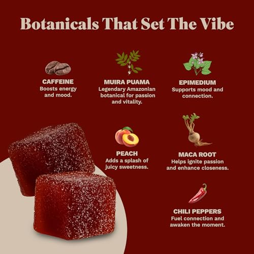Spicy Cubes Hot Peach Gummies   Sweet & Spicy Chili Sugar Coating   Maca Root & Muira Puama for Energy  Mood & Vitality   Fun Treat for Couples & Social Moments   1 Pack  8 pieces 