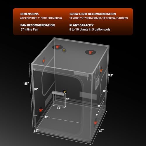 Spider Farmer 3x3 Grow Tent 2025 New  36x36x72  with Hook for Controller and Power Strip  Enlarged View Window  1680D Thicken Mylar Canvas for Indoor Hydroponic Growing for SF2000Pro  SE3000  G3000