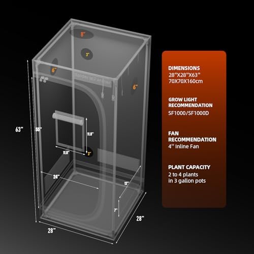 Spider Farmer 3x3 Grow Tent 2025 New  36x36x72  with Hook for Controller and Power Strip  Enlarged View Window  1680D Thicken Mylar Canvas for Indoor Hydroponic Growing for SF2000Pro  SE3000  G3000