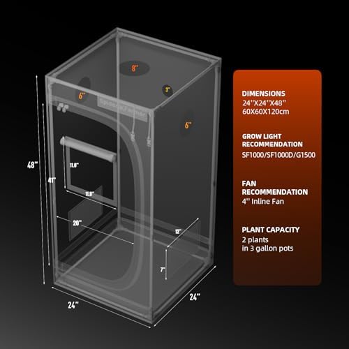 Spider Farmer 3x3 Grow Tent 2025 New  36x36x72  with Hook for Controller and Power Strip  Enlarged View Window  1680D Thicken Mylar Canvas for Indoor Hydroponic Growing for SF2000Pro  SE3000  G3000