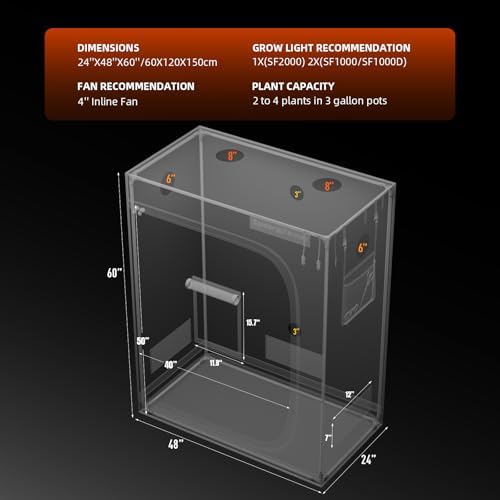 Spider Farmer 3x3 Grow Tent 2025 New  36x36x72  with Hook for Controller and Power Strip  Enlarged View Window  1680D Thicken Mylar Canvas for Indoor Hydroponic Growing for SF2000Pro  SE3000  G3000