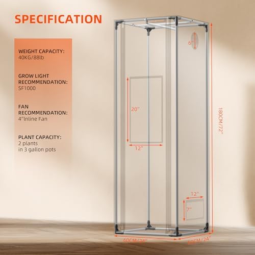 Spider Farmer Pro Series 3x3 Grow Tent  36x36x72 with Roll up Door  Observation Window Floor Tray  2000D Thicken Mylar Canvas  3x3x6 for Hydroponic Indoor Growing for SF4000  SE3000  G3000
