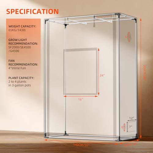 Spider Farmer Pro Series 3x3 Grow Tent  36x36x72 with Roll up Door  Observation Window Floor Tray  2000D Thicken Mylar Canvas  3x3x6 for Hydroponic Indoor Growing for SF4000  SE3000  G3000