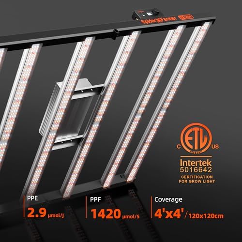 Spider Farmer SE5000 480W LED Grow Light  Samsung LM301H EVO Diodes  2025 Upgraded Remote App Control  Full Spectrum Dimmable Daisy Chain Bar Style Growing Lamp for Indoor Plants  4x4ft Coverage