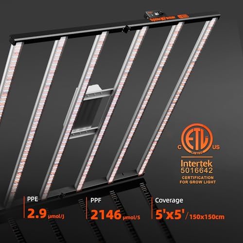 Spider Farmer SE5000 480W LED Grow Light  Samsung LM301H EVO Diodes  2025 Upgraded Remote App Control  Full Spectrum Dimmable Daisy Chain Bar Style Growing Lamp for Indoor Plants  4x4ft Coverage