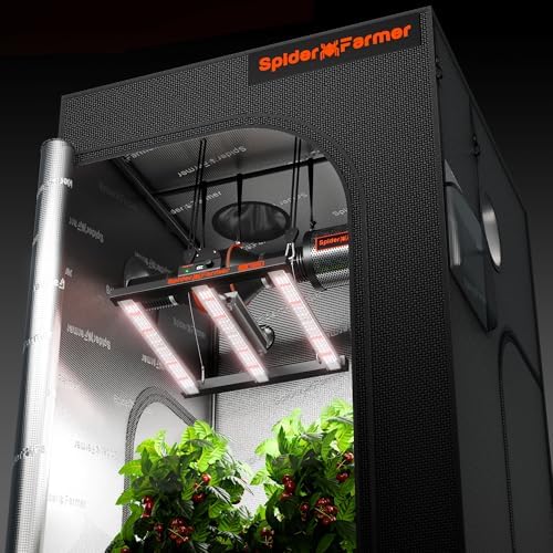 Spider Farmer SE5000 480W LED Grow Light  Samsung LM301H EVO Diodes  2025 Upgraded Remote App Control  Full Spectrum Dimmable Daisy Chain Bar Style Growing Lamp for Indoor Plants  4x4ft Coverage