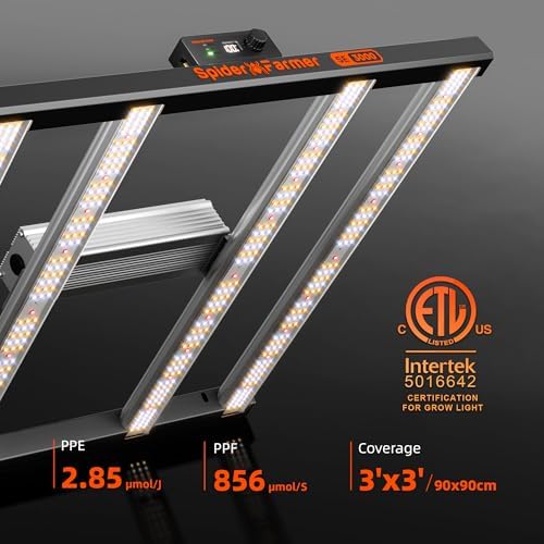 Spider Farmer SE5000 480W LED Grow Light  Samsung LM301H EVO Diodes  2025 Upgraded Remote App Control  Full Spectrum Dimmable Daisy Chain Bar Style Growing Lamp for Indoor Plants  4x4ft Coverage