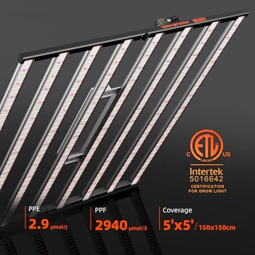 Spider Farmer SE5000 480W LED Grow Light  Samsung LM301H EVO Diodes  2025 Upgraded Remote App Control  Full Spectrum Dimmable Daisy Chain Bar Style Growing Lamp for Indoor Plants  4x4ft Coverage