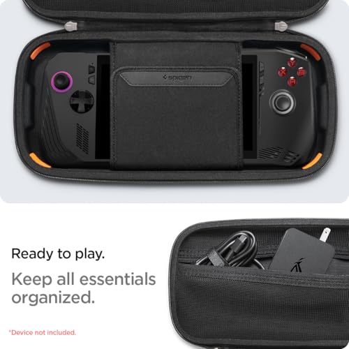 Spigen Rugged Armor Pro Designed for ASUS ROG Ally/ROG Ally X/MSI Claw A1M / MSI Claw 7 AI  Hard Shell Carrying Case with Pockets for Accessories Original Charger Storage Bag