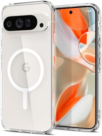 Spigen Ultra Hybrid MagFit Designed for Pixel 9 Case/Pixel 9 Pro Case  2024   Anti Yellowing   Military Grade Protection  Compatible with MagSafe   White
