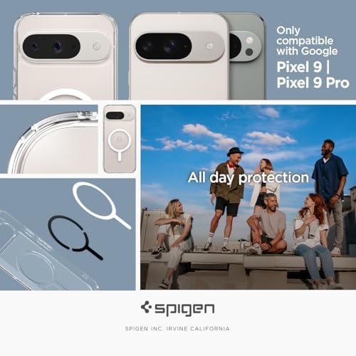 Spigen Ultra Hybrid MagFit Designed for Pixel 9 Case/Pixel 9 Pro Case  2024   Anti Yellowing   Military Grade Protection  Compatible with MagSafe   White