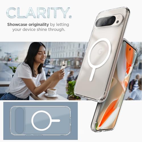 Spigen Ultra Hybrid MagFit Designed for Pixel 9 Case/Pixel 9 Pro Case  2024   Anti Yellowing   Military Grade Protection  Compatible with MagSafe   White