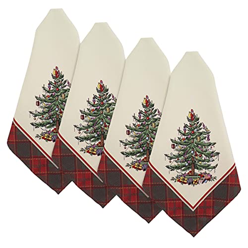 Spode   Napkin Set  Holiday Home Decor  Set of 4  Spode Christmas Tree Tartan Collection 