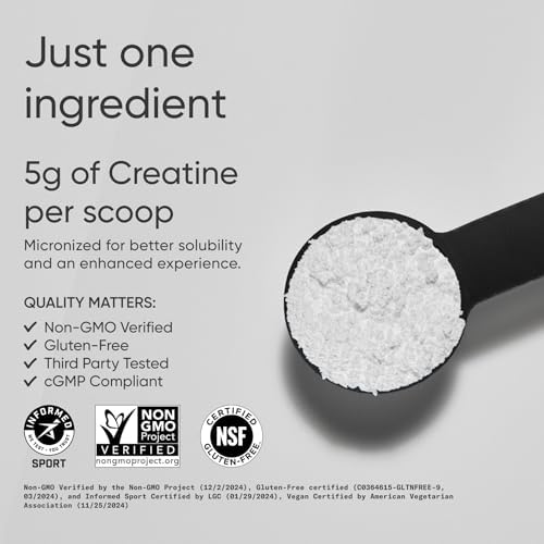 Sports Research Creatine Monohydrate   Gain Lean Muscle  Improve Performance and Strength and Support Workout Recovery   5 g Micronized Creatine   35 27 oz