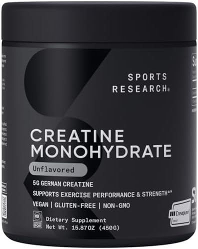 Sports Research Creatine Monohydrate   Gain Lean Muscle  Improve Performance and Strength and Support Workout Recovery   5 g Micronized Creatine   35 27 oz