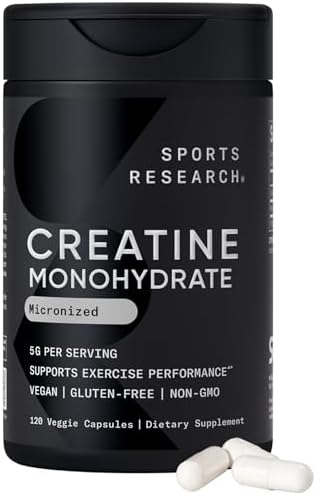 Sports Research Creatine Monohydrate   Gain Lean Muscle  Improve Performance and Strength and Support Workout Recovery   5 g Micronized Creatine   35 27 oz