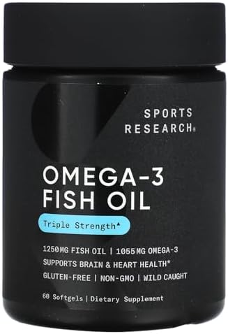 Sports Research Omega 3 Fish Oil  Triple Strength  60 Softgels