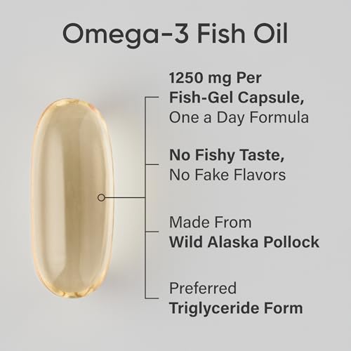 Sports Research Aceite de pescado Omega 3 de triple fuerza, suplemento de aceite de pescado sin eructos con ácidos grasos EPA y DHA de abadejo salvaje de Alaska de una sola fuente, 1250 mg, 90