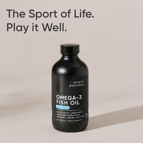 Sports Research Triple Strength Omega 3 Fish Oil   Burpless Fish Oil Supplement w/EPA & DHA Fatty Acids from Single Source Wild Alaska Pollock   1250 mg  180 ct