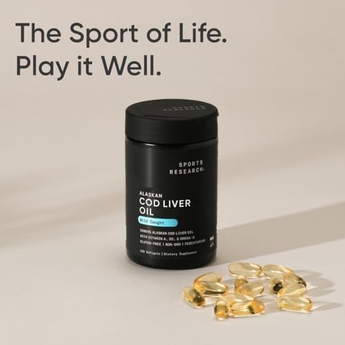 Sports Research Triple Strength Omega 3 Fish Oil   Burpless Fish Oil Supplement w/EPA & DHA Fatty Acids from Single Source Wild Alaska Pollock   1250 mg  180 ct