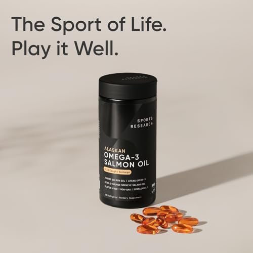 Sports Research Triple Strength Omega 3 Fish Oil   Burpless Fish Oil Supplement w/EPA & DHA Fatty Acids from Single Source Wild Alaska Pollock   1250 mg  180 ct