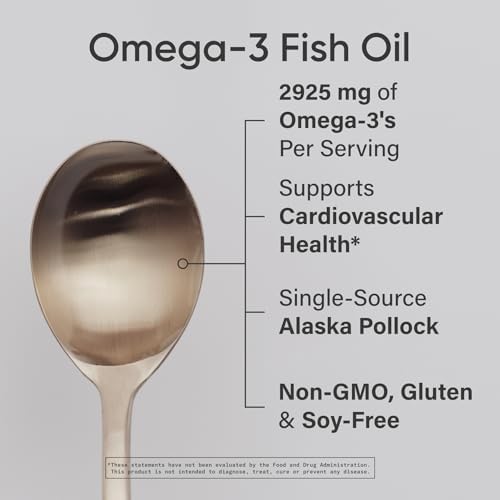 Sports Research Triple Strength Omega 3 Fish Oil   Burpless Fish Oil Supplement w/EPA & DHA Fatty Acids from Single Source Wild Alaska Pollock   1250 mg  180 ct