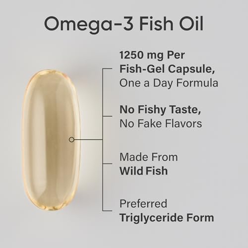 Sports Research Triple Strength Omega 3 Fish Oil   Burpless Fish Oil Supplement w/EPA & DHA Fatty Acids from Wild Caught Fish   Heart  Brain & Immune Support for Men & Women   1250 mg  150 ct