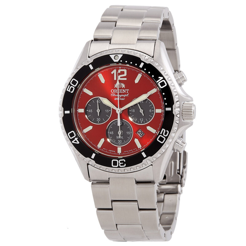 Sports Solar Powered Chronograph Red Dial Men s Watch