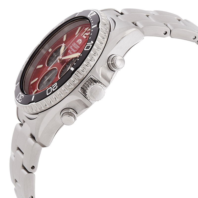 Sports Solar Powered Chronograph Red Dial Men s Watch