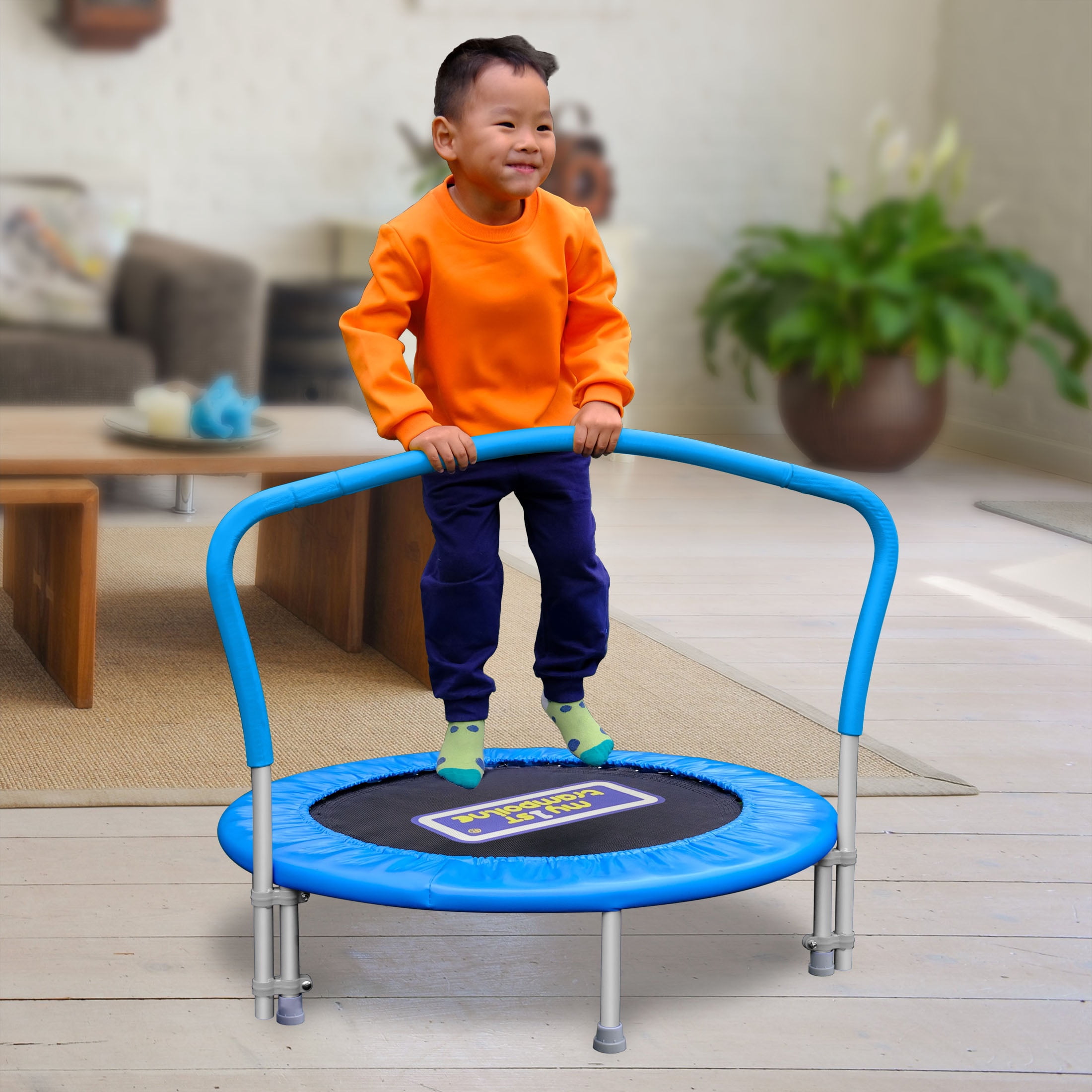 Sportspower My 1st Trampoline 36" Indoor/Outdoor Mini Rebounder Trampoline with No Gap Padded Cover  for Toddlers & Kids  Max Weight Capacity 220 LBS   BLUE