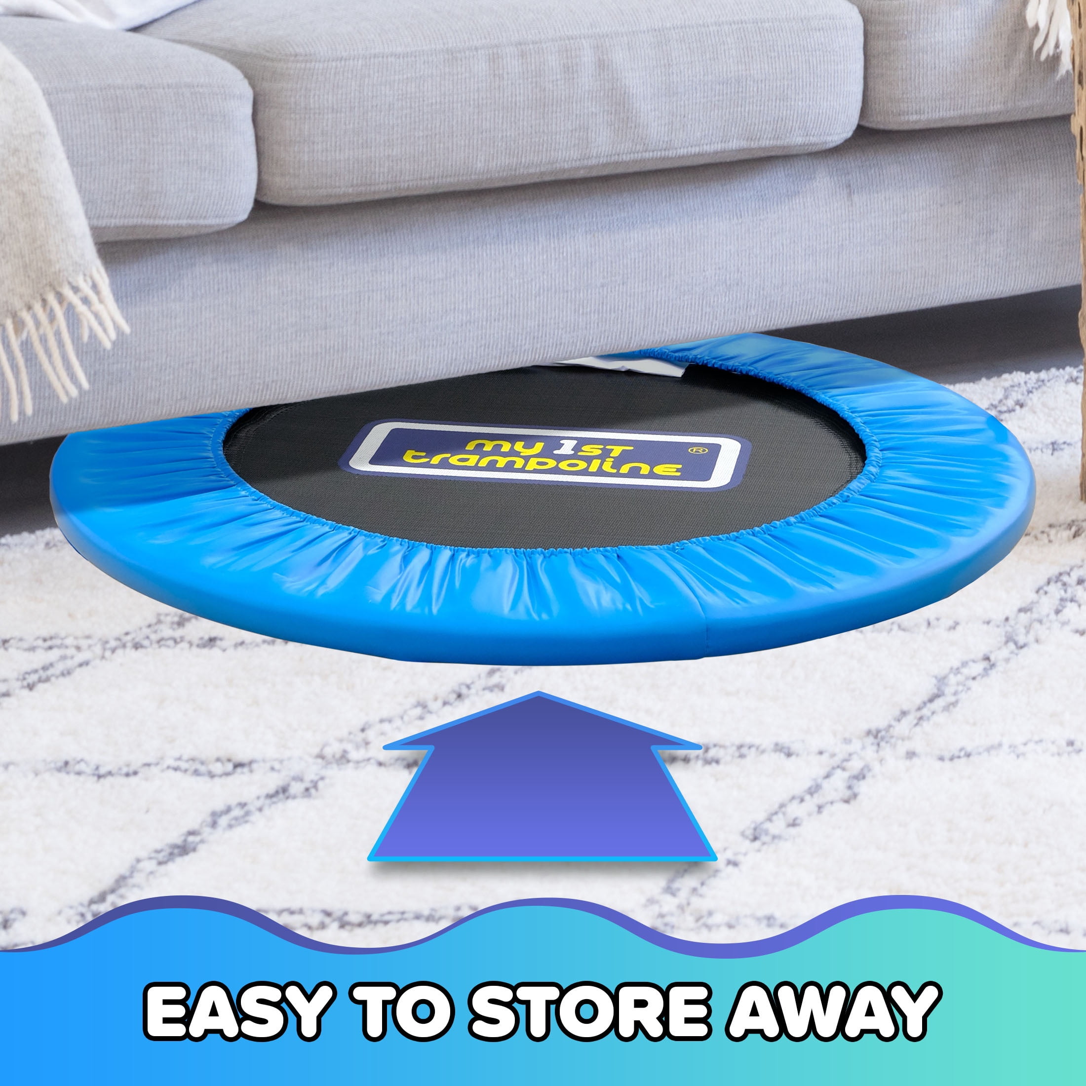 Sportspower My 1st Trampoline 36" Indoor/Outdoor Mini Rebounder Trampoline with No Gap Padded Cover  for Toddlers & Kids  Max Weight Capacity 220 LBS   BLUE