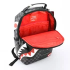 Sprayground Speed Shark Side Leather Bag Backpack Unisex Black Gray Plaid