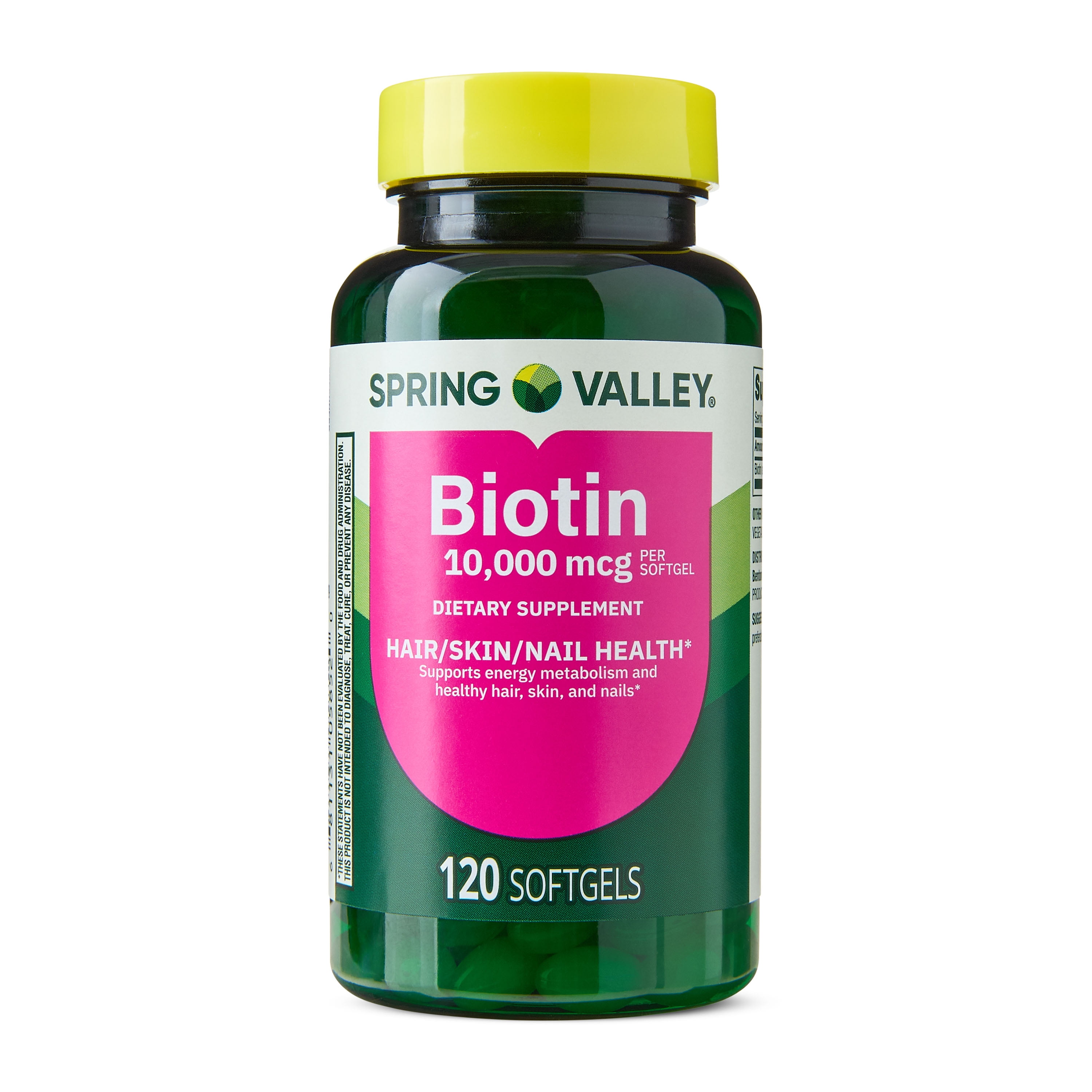 Spring Valley Biotin Dietary Supplement Softgels for Hair/Skin/Nails Health  10 000 mcg  120 Count