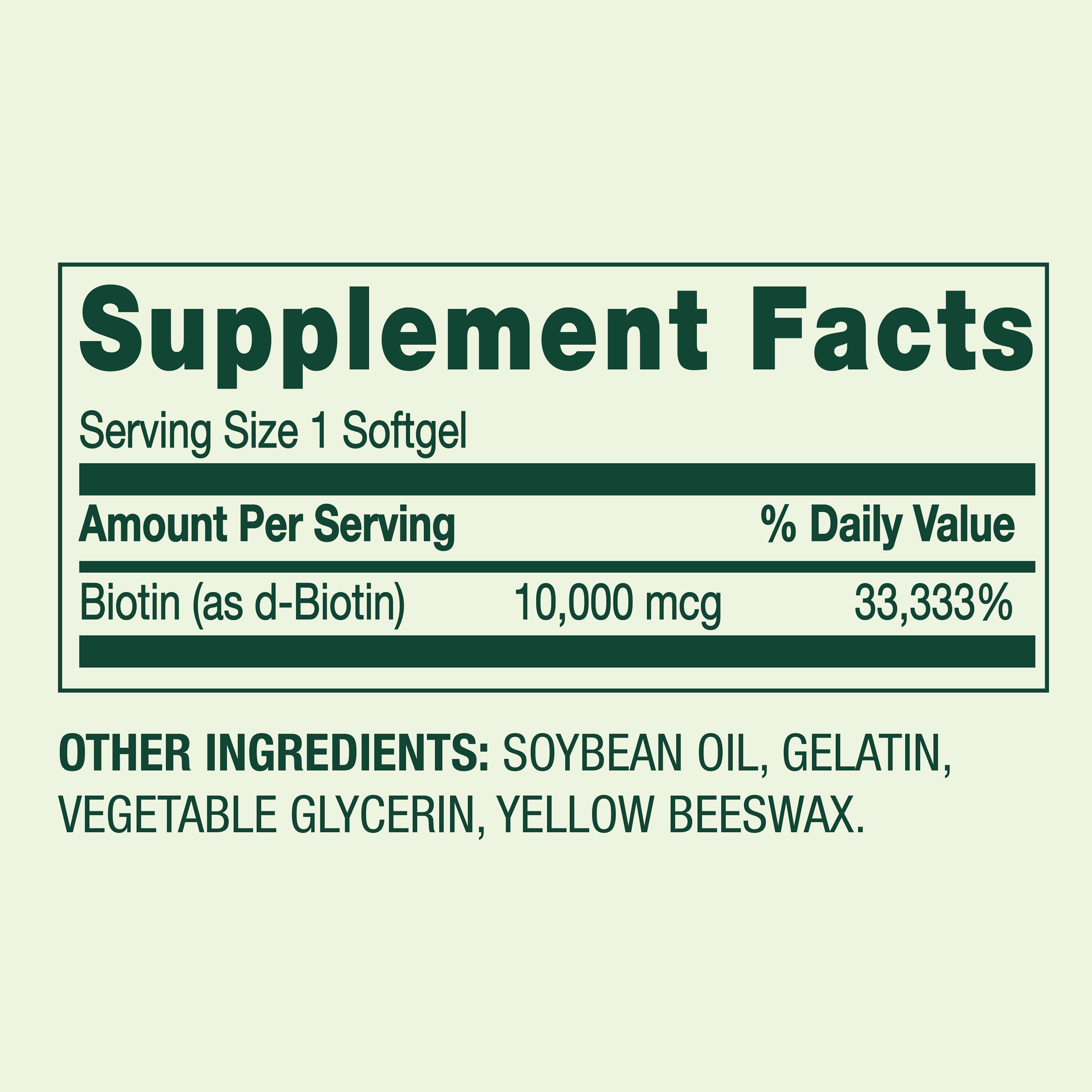 Spring Valley Biotin Dietary Supplement Softgels for Hair/Skin/Nails Health  10 000 mcg  120 Count