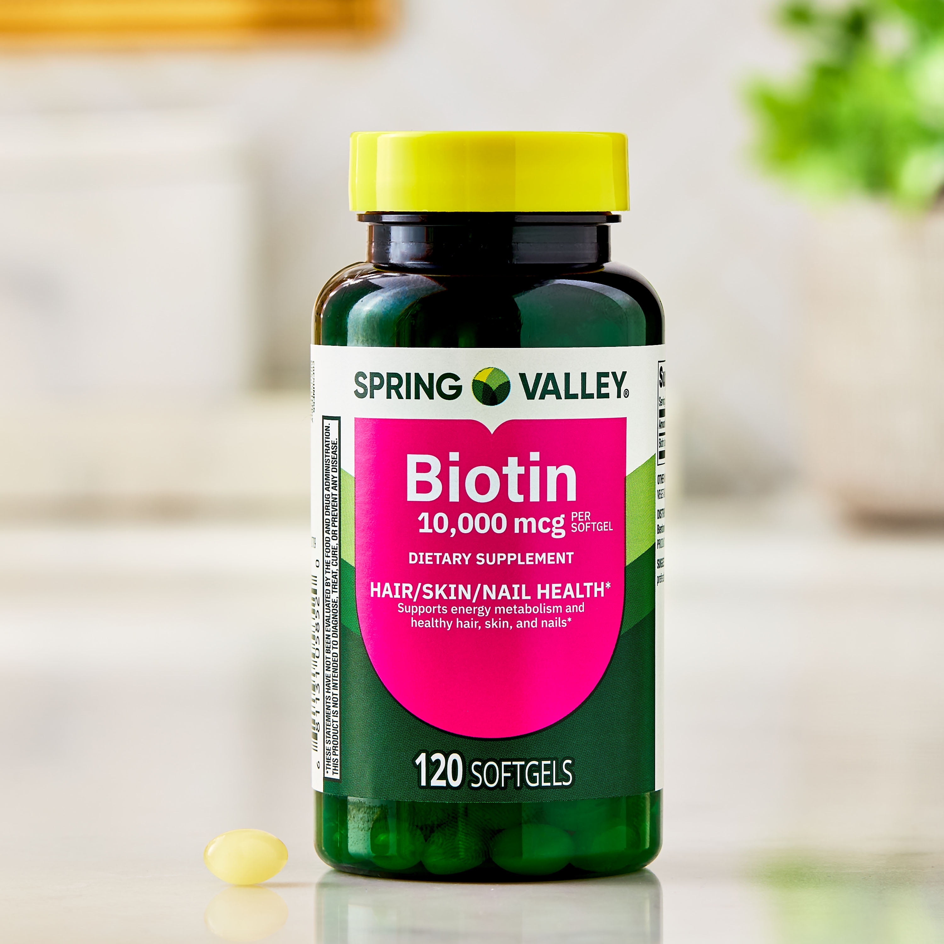 Spring Valley Biotin Dietary Supplement Softgels for Hair/Skin/Nails Health  10 000 mcg  120 Count
