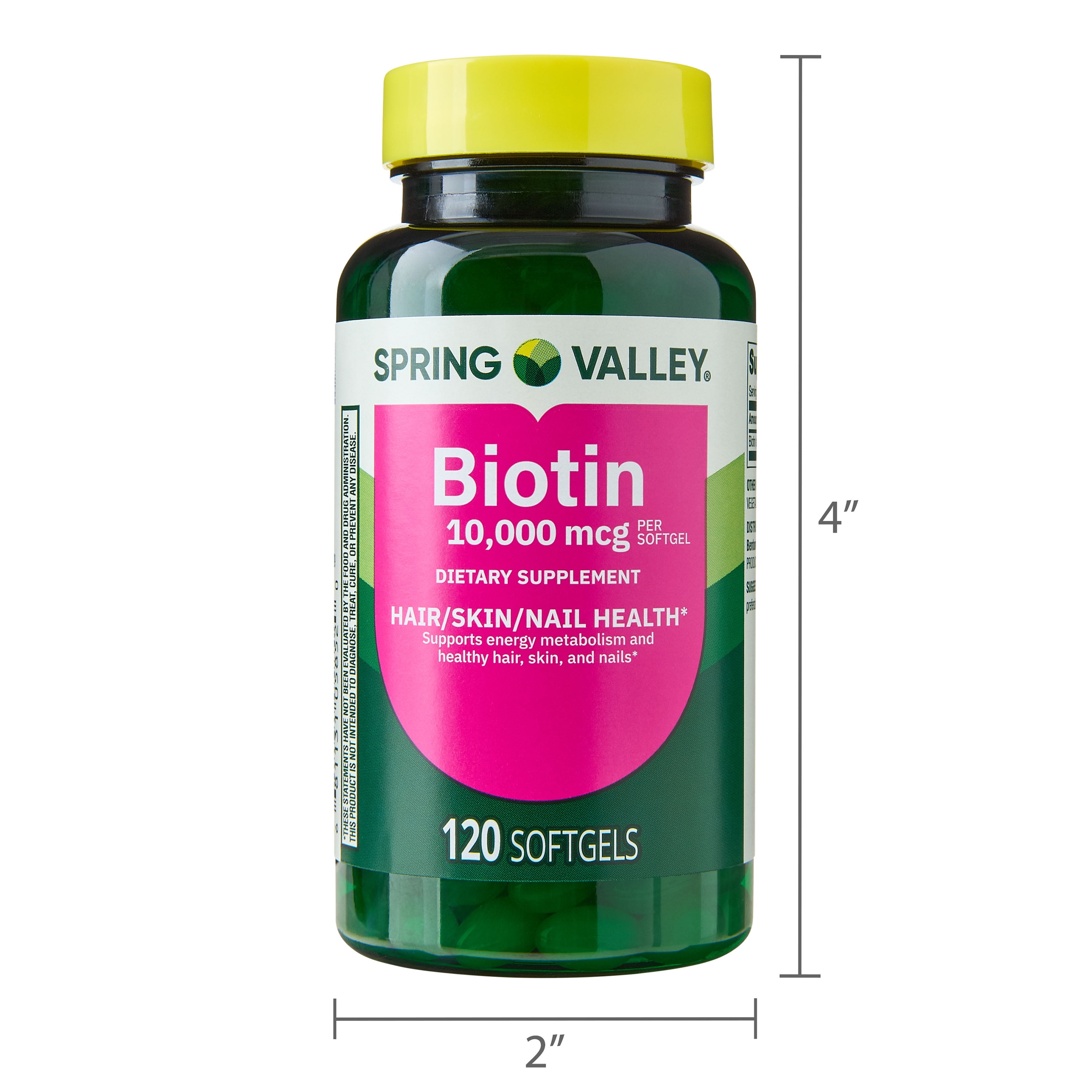 Spring Valley Biotin Dietary Supplement Softgels for Hair/Skin/Nails Health  10 000 mcg  120 Count
