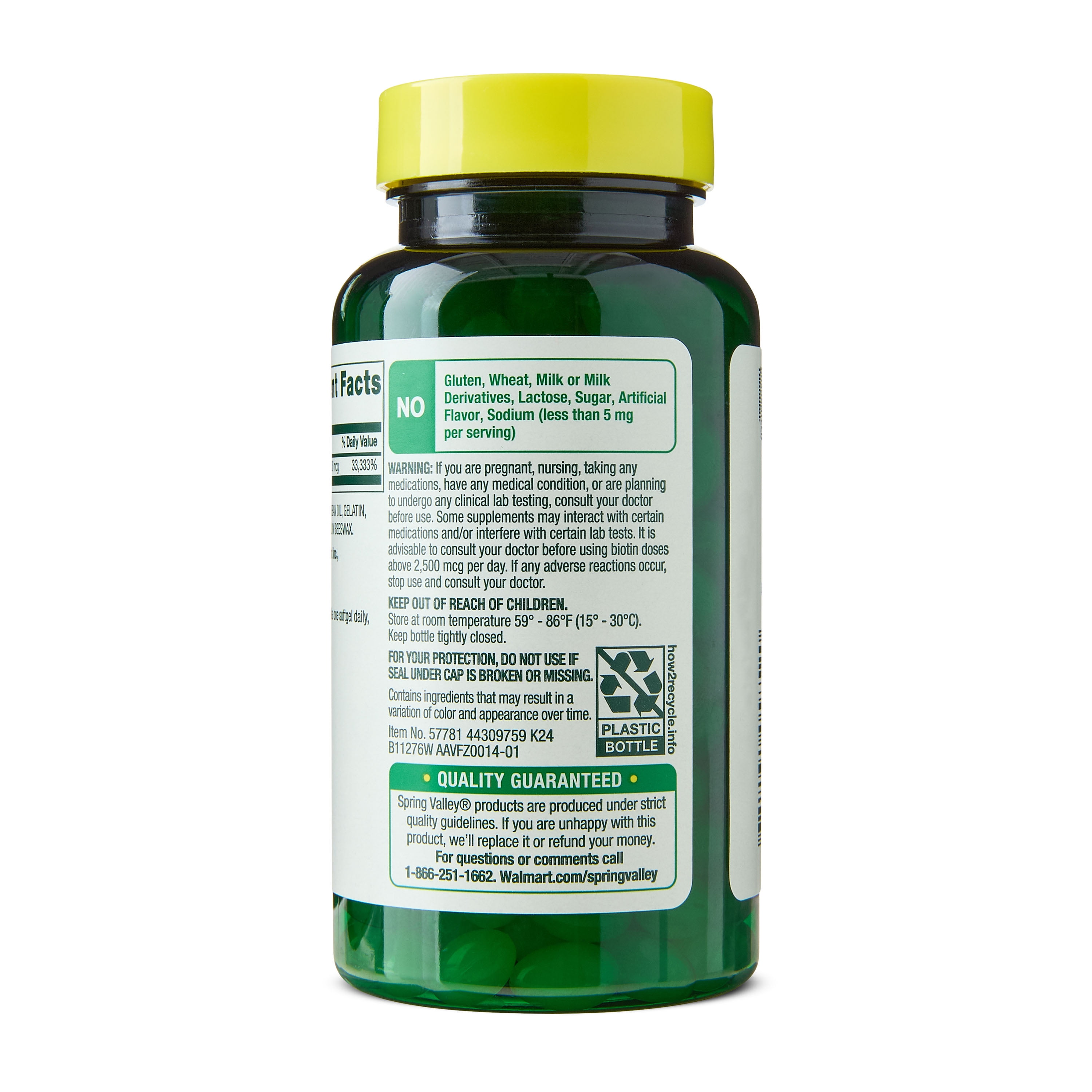 Spring Valley Biotin Dietary Supplement Softgels for Hair/Skin/Nails Health  10 000 mcg  120 Count