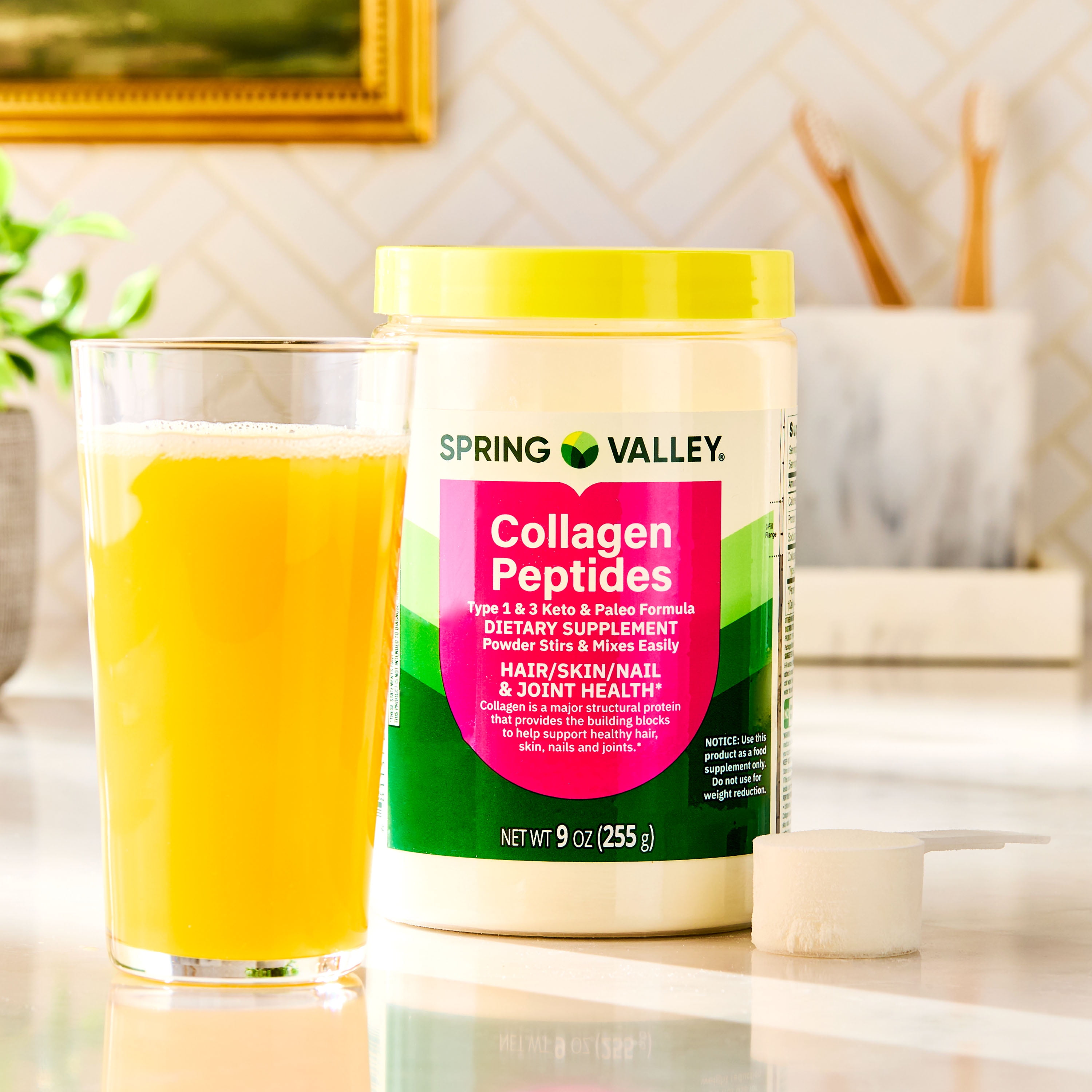 Spring Valley Collagen Peptides Type 1 & 3 Dietary Supplement Powder for Hair/Skin/Nails  9 oz